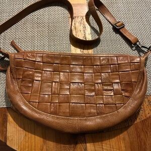 Latico Brown Woven Leather Shoulder Bag
